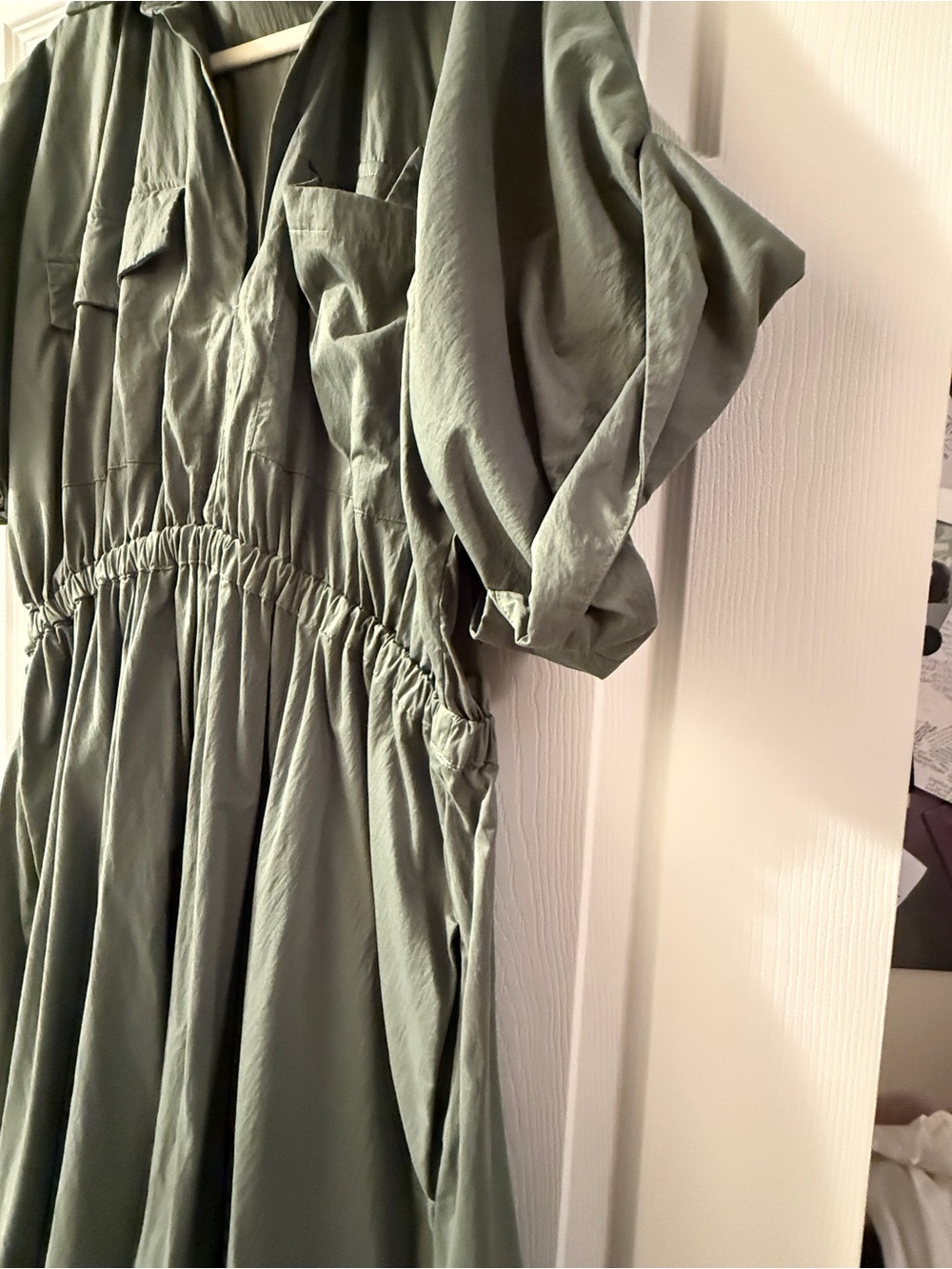 Maeve Olive Green Utility Midi Shirt Dress - Picture 2 of 4